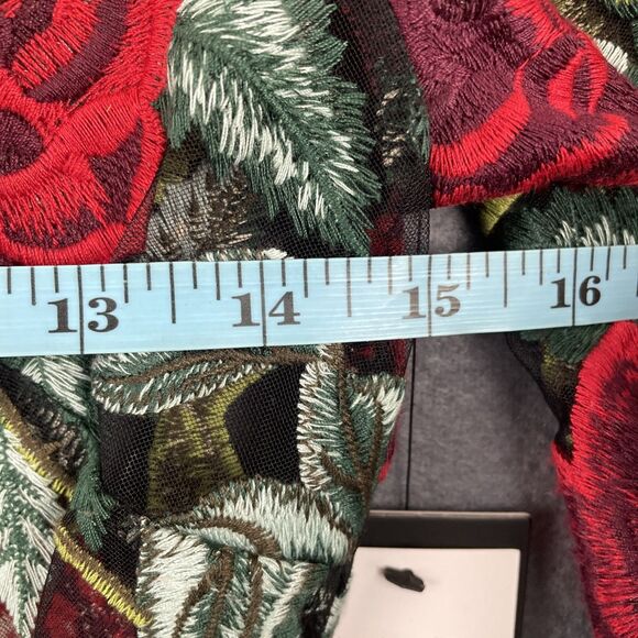 NWT Marciano by Guess Womens Green/Red Floral Embroidery Mini Dress Sz 2 READ - Picture 4 of 6